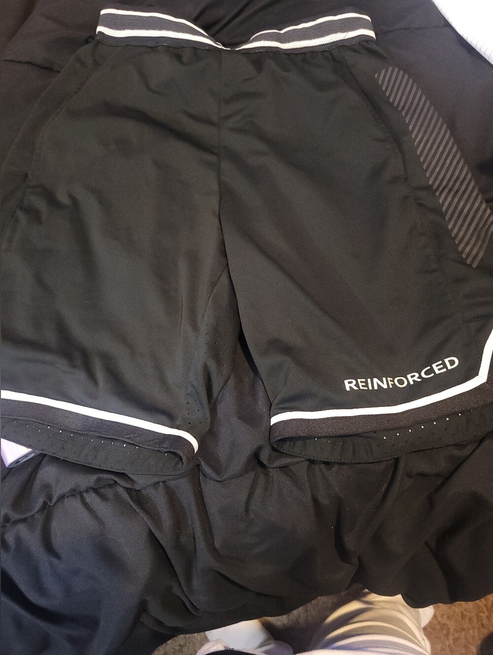 Black Athletic Reinforced Shorts with White Trim